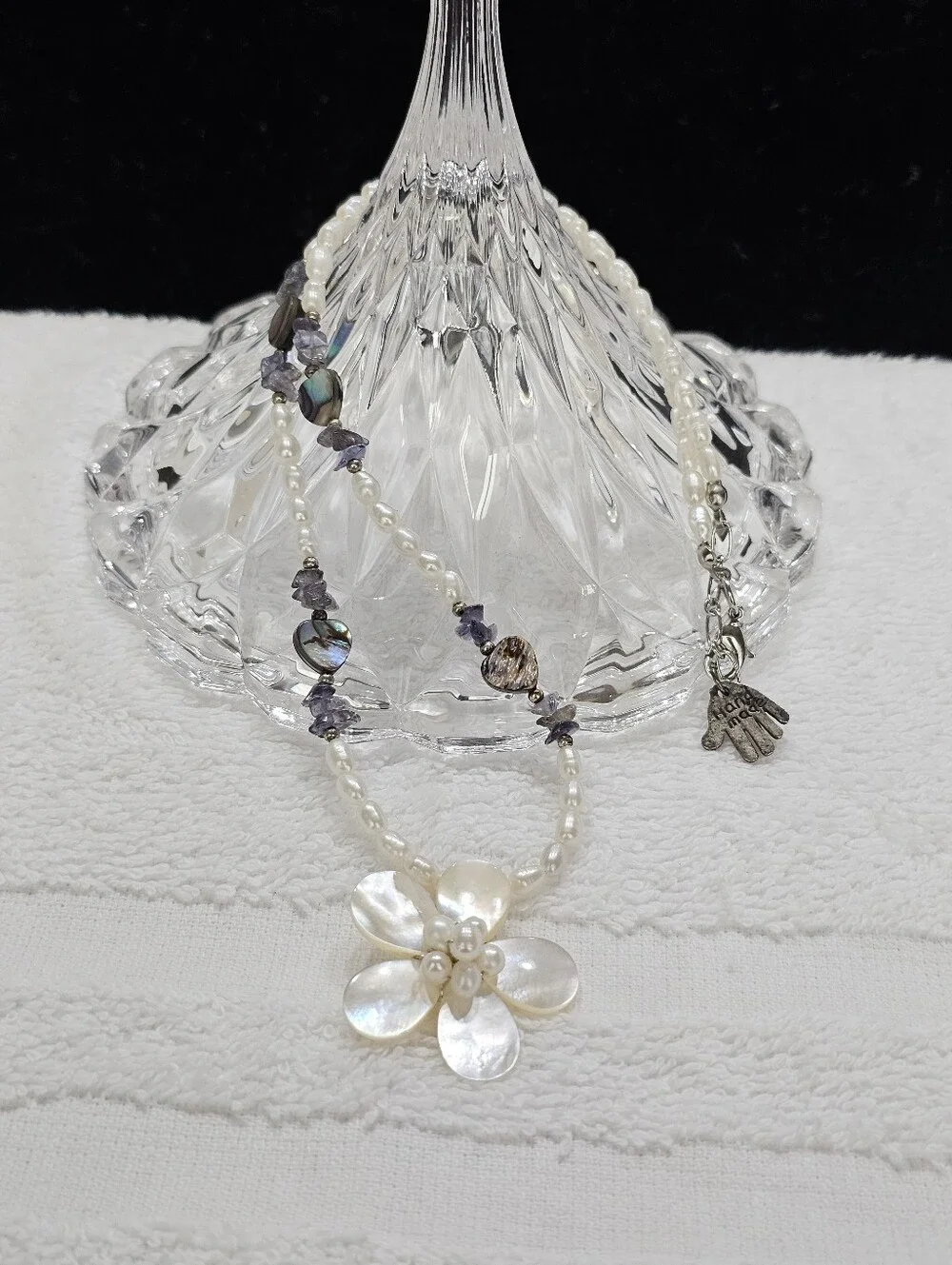Artisan Pearl Necklace With Amethyst Accents & 925 Grey Pearl Earrings - Picture 10 of 15